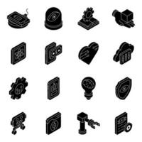 Pack of Ai Technology Solid Icons vector