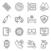 Pack of Medical and Healthcare Linear Icons vector