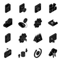 Pack of Business and Finance Solid Icons vector