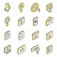 Pack of Web and Marketing Flat Icons vector