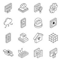 Pack of Artificial Intelligence Linear Icons vector