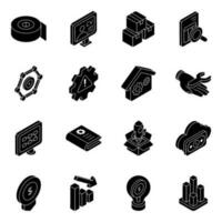 Pack of Data and Analytics Solid Icons vector