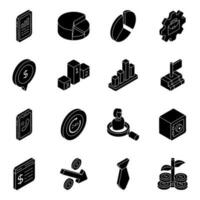 Pack of Data and Management Solid Icons vector