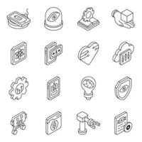 Pack of Ai Technology Linear Icons vector