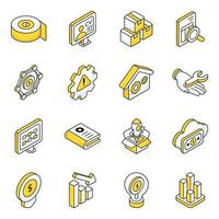 Pack of Data and Analytics Flat Icons vector