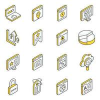 Pack of Web and Strategy Flat Icons vector