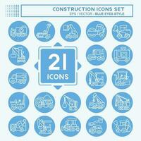 Icon Set Construction Vehicles. related to Construction Machinery symbol. blue eyes style. simple design editable. simple illustration vector