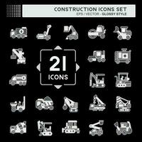 Icon Set Construction Vehicles. related to Construction Machinery symbol. glossy style. simple design editable. simple illustration vector