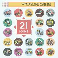 Icon Set Construction Vehicles. related to Construction Machinery symbol. color mate style. simple design editable. simple illustration vector