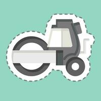 Sticker line cut Steamroller. related to Construction Vehicles symbol. simple design editable. simple illustration vector