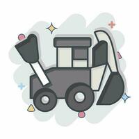 Icon Backhoe. related to Construction Vehicles symbol. comic style. simple design editable. simple illustration vector