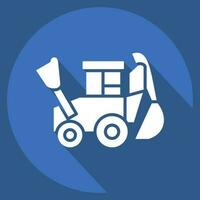 Icon Backhoe. related to Construction Vehicles symbol. long shadow style. simple design editable. simple illustration vector