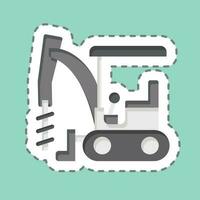 Sticker line cut Excavator Auger Drive. related to Construction Vehicles symbol. simple design editable. simple illustration vector