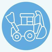 Icon Backhoe. related to Construction Vehicles symbol. blue eyes style. simple design editable. simple illustration vector