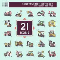 icono conjunto construcción vehículos relacionado a construcción maquinaria símbolo. mbe estilo. sencillo diseño editable. sencillo ilustración vector