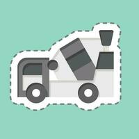 Sticker line cut Concrete Mixer. related to Construction Vehicles symbol. simple design editable. simple illustration vector