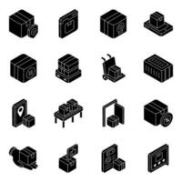 Pack of Logistic Solid Icons vector