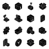 Pack of Cargo Solid Icons vector