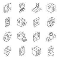 Pack of Logistic and Shipment Linear Icons vector