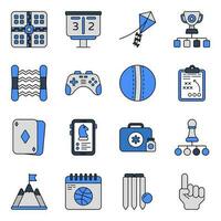 Pack of Sports and Games Flat Icons vector