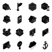Pack of Logistic and Cargo Solid Icons vector