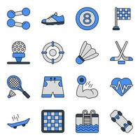 Pack of Sports Equipment Flat Icons vector