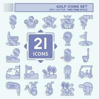 Icon Set Golf. related to Sports symbol. two tone style. simple design editable. simple illustration vector