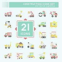 icono conjunto construcción vehículos relacionado a construcción maquinaria símbolo. plano estilo. sencillo diseño editable. sencillo ilustración vector