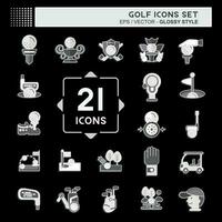 Icon Set Golf. related to Sports symbol. glossy style. simple design editable. simple illustration vector