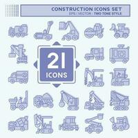 Icon Set Construction Vehicles. related to Construction Machinery symbol. two tone style. simple design editable. simple illustration vector