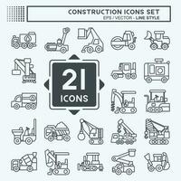 Icon Set Construction Vehicles. related to Construction Machinery symbol. line style. simple design editable. simple illustration vector