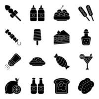 Pack of Food and Eatable Solid Icons vector