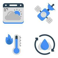 Set of Weather and Technology Flat Icons vector