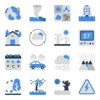 Set of Weather Prediction Flat Icons vector