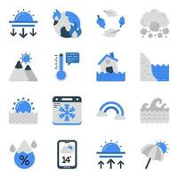 Set of Weather Overcast Flat Icons vector