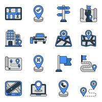 Pack of Map and Direction Flat Icons vector