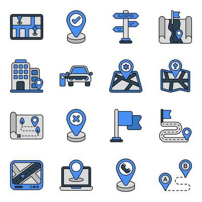 Pack of Map and Direction Flat Icons