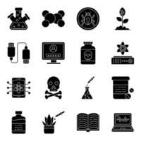 Pack of Science and Laboratory Solid Icons vector