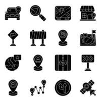 Pack of Map and Navigation solid Icons vector