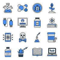 Pack of Science and Laboratory Flat Icons vector