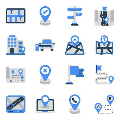 Pack of Map and Direction Flat Icons