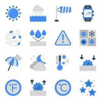 Set of Weather Forecast Flat Icons vector