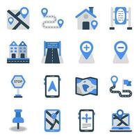 Pack of Map Flat Icons vector