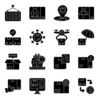 Pack of Shipment Solid Icons vector