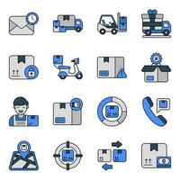 Pack of Logistic and Shipment Flat Icons vector