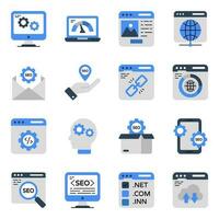 Pack of Web and Technology Flat Icons vector