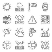 Set of Weather Forecast Linear Icons vector