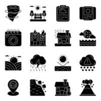 Set of Weather and Climate Solid Icons vector