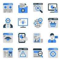 Pack of Seo and Data Flat Icons vector