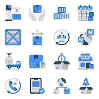 Pack of Logistic Delivery Flat Icons vector